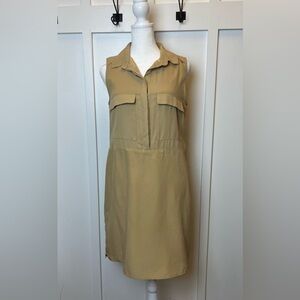 Charming Charlie Size Small Women’s Tan Green Collared Sleeveless Dress Midi